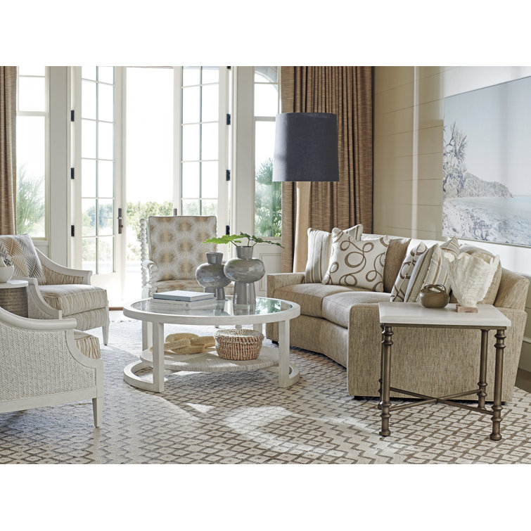 Flagler Square White Marble Top End Table with Metal Base
