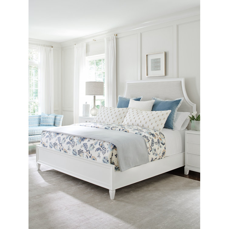 California King White Upholstered Bed with Drawer