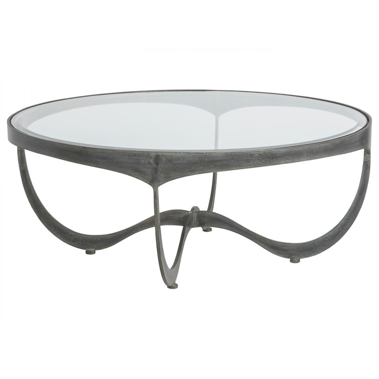 Sophie 42'' Black Round Metal & Glass Cocktail Table