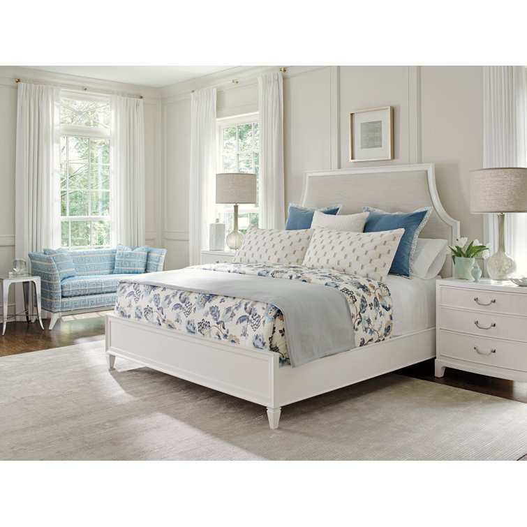 California King White Upholstered Bed with Drawer