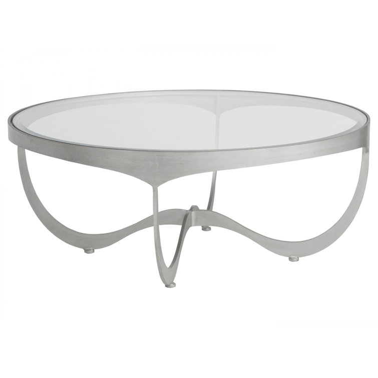 Argento 42'' Transitional Round Metal & Glass Cocktail Table