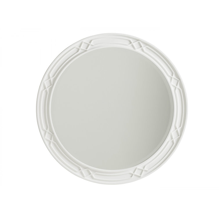 Avondale Transitional 42" Round White Wood Mirror