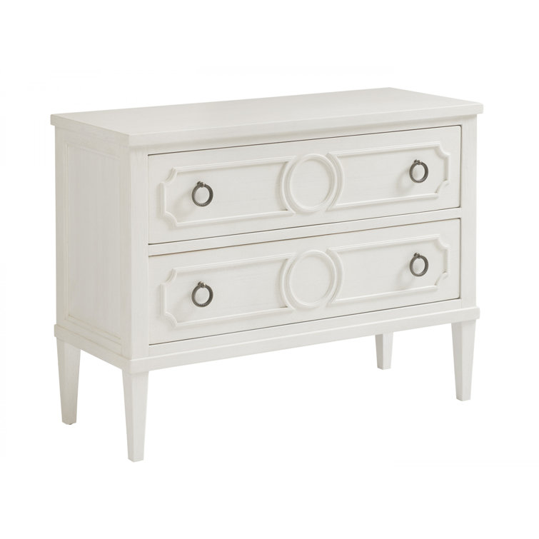 Shell White Coastal Mahogany Bachelors Chest with Textural Accents