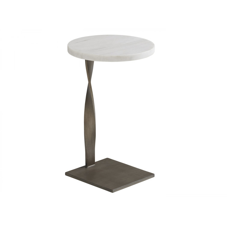 Rockville 14" Round Martini Table in Shell White and Aged Pewter