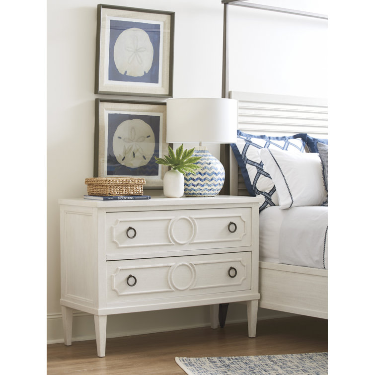 Shell White Coastal Mahogany Bachelors Chest with Textural Accents