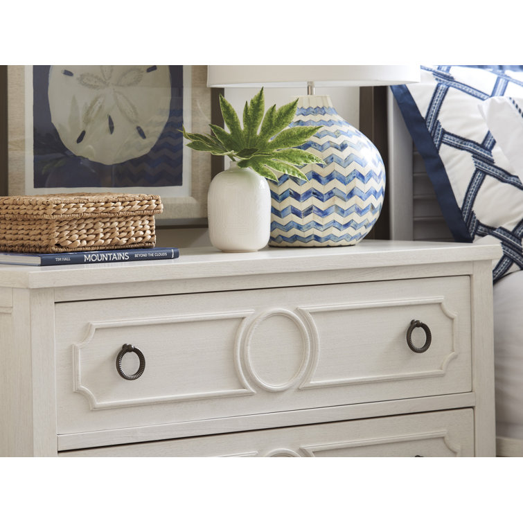 Shell White Coastal Mahogany Bachelors Chest with Textural Accents