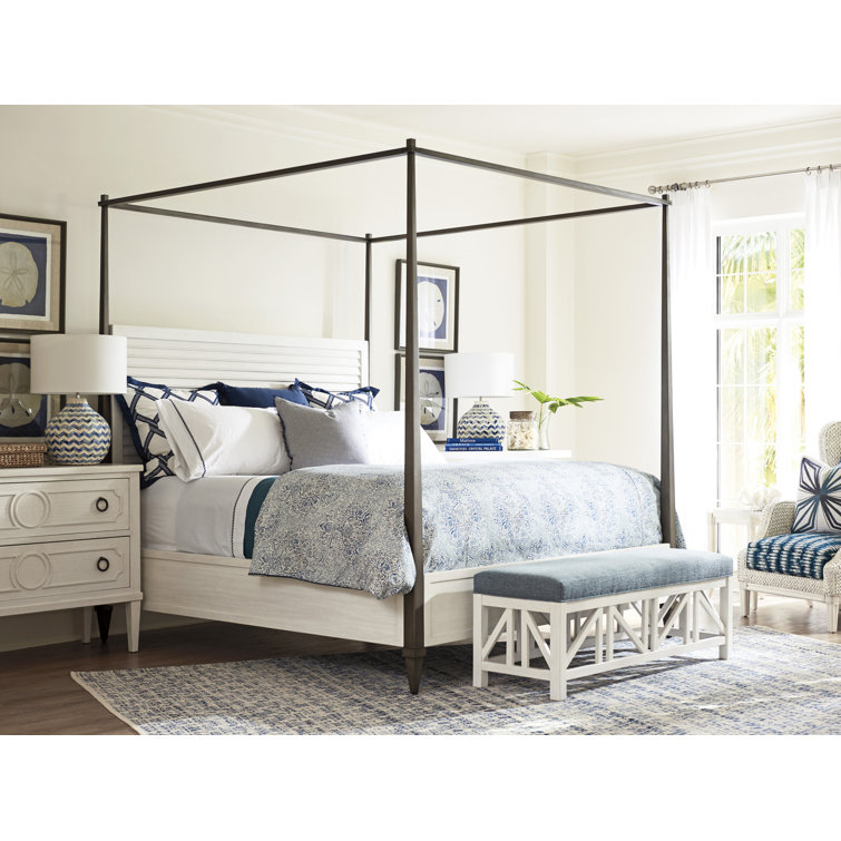 Shell White Coastal Mahogany Bachelors Chest with Textural Accents