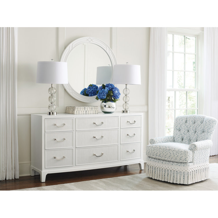 Avondale Transitional 42" Round White Wood Mirror