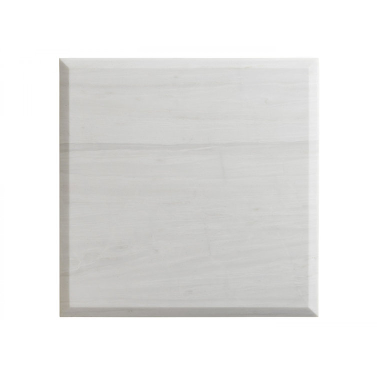 Flagler Square White Marble Top End Table with Metal Base