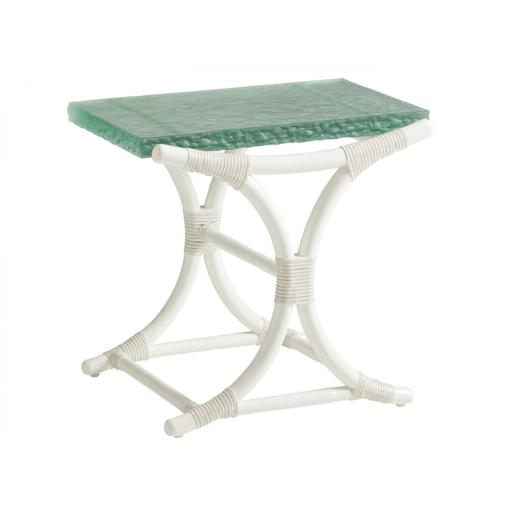 White Mahogany and Glass Rectangular End Table