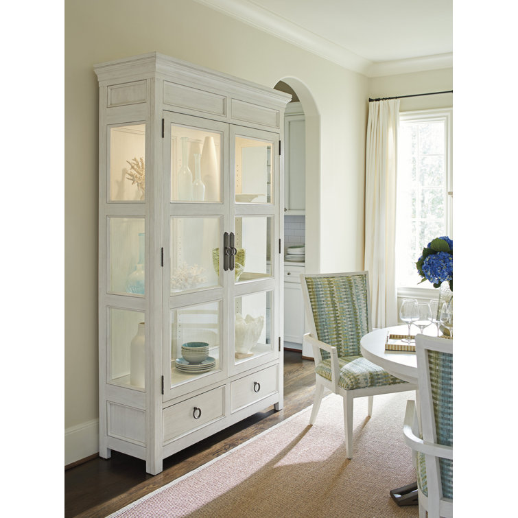 Ocean Breeze Sanctuary 56" Shell White Lighted China Cabinet