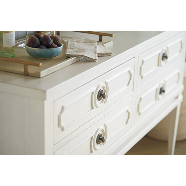 Shell White Mahogany Transitional 3-Drawer Server
