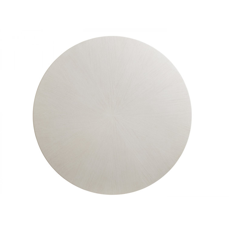 Transitional Shell White 48" Round Marble & Wood Dining Table