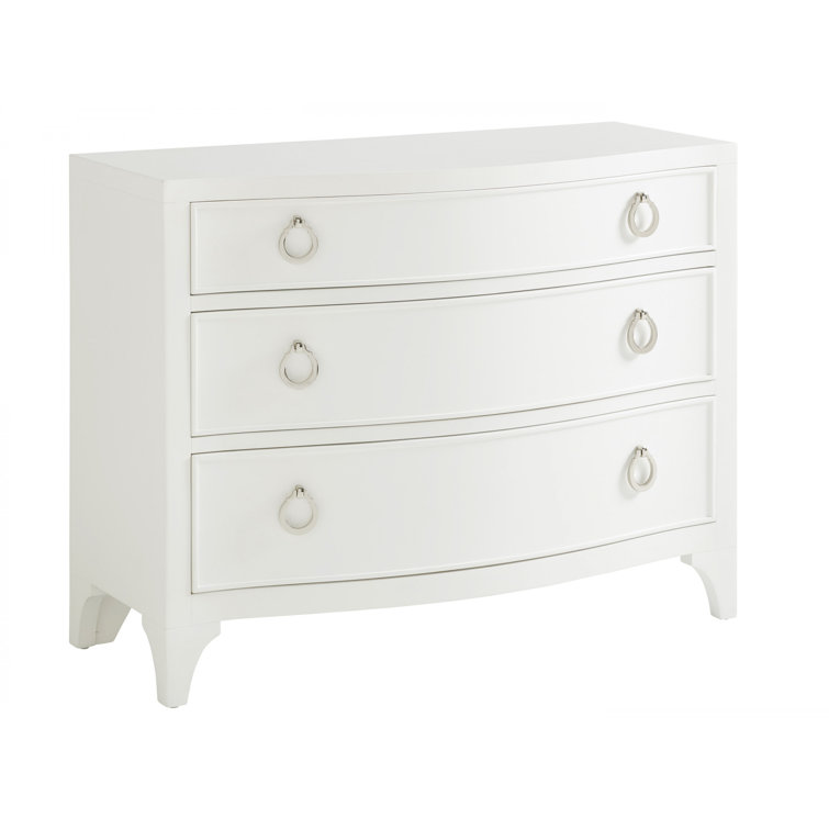 Crisp White Transitional 3-Drawer Bachelors Chest