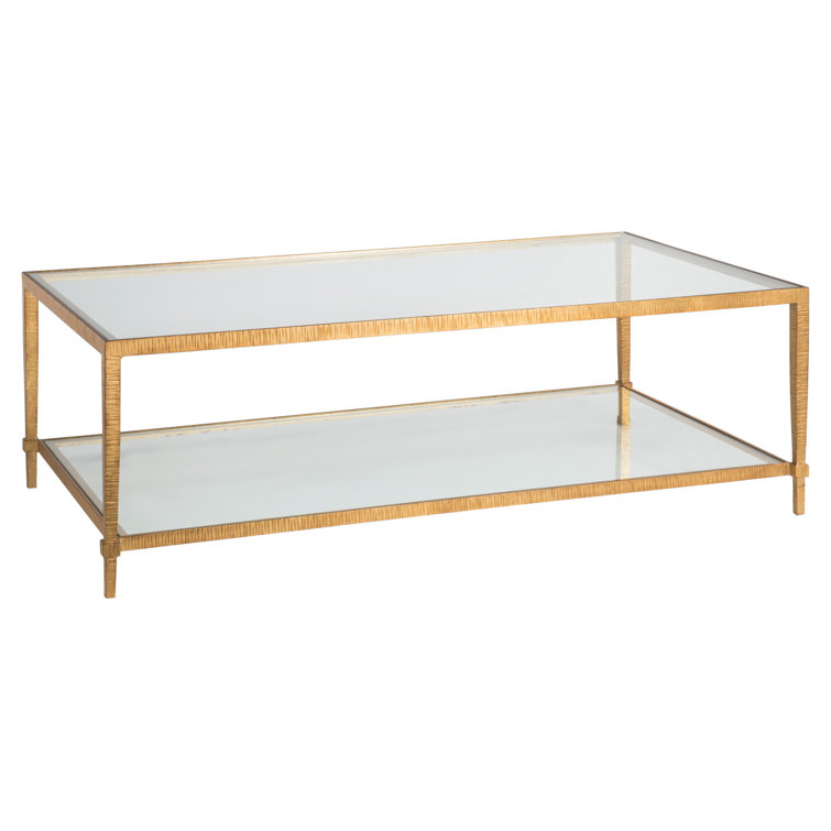 Claret Gold Leaf 54" Rectangular Glass Cocktail Table