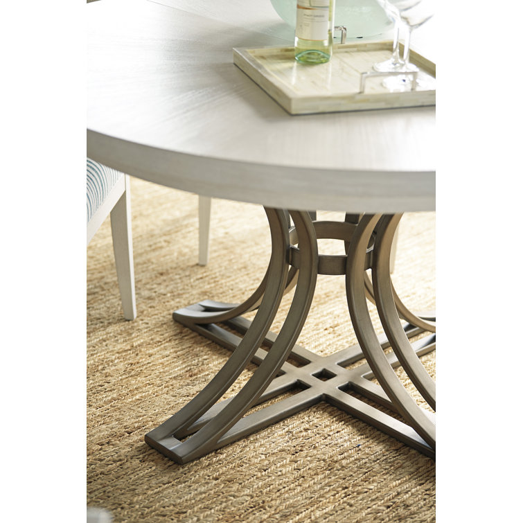 Savannah 54"-78" Extendable Round Dining Table in Brown & White
