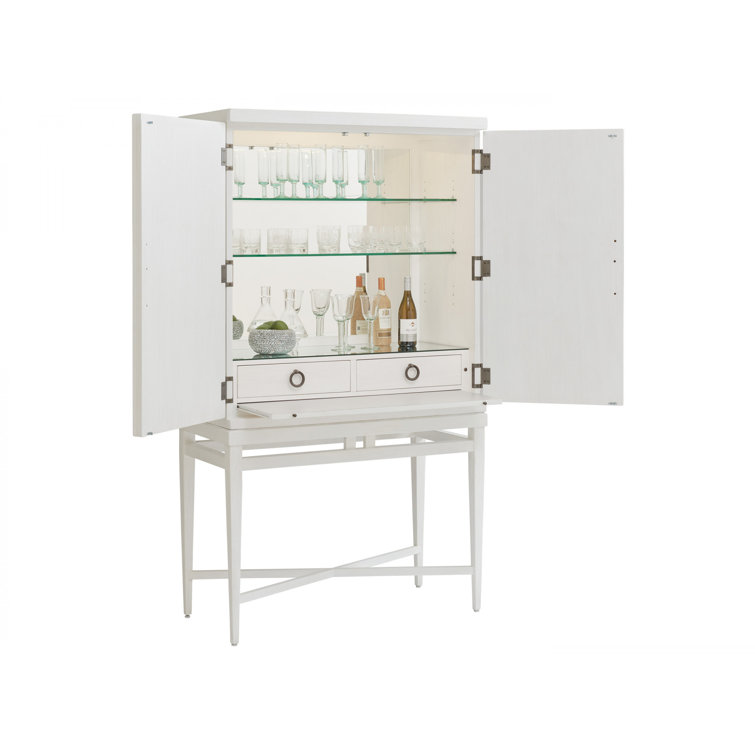 Transitional Jensen Beach Bar in Shell White with Mahogany