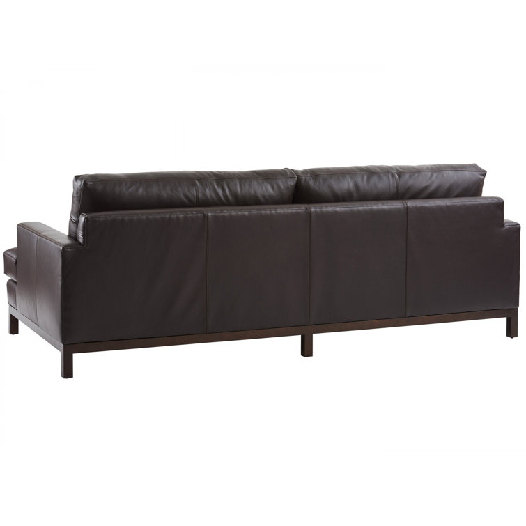 Transitional Horizon 88'' Dark Brown Leather Sofa with Down Fill Cushions