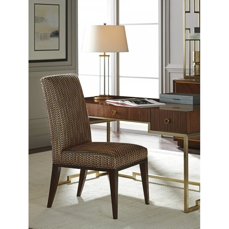 Arlington Brown Leather Upholstered Side Chair with Manufactured Wood Legs