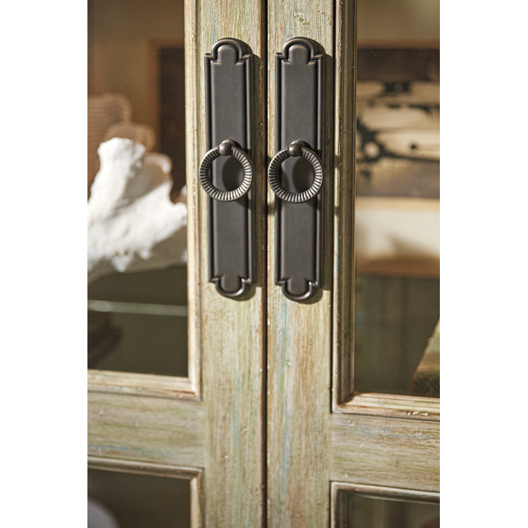 Beige Mahogany Lighted Transitional China Cabinet with Drawers