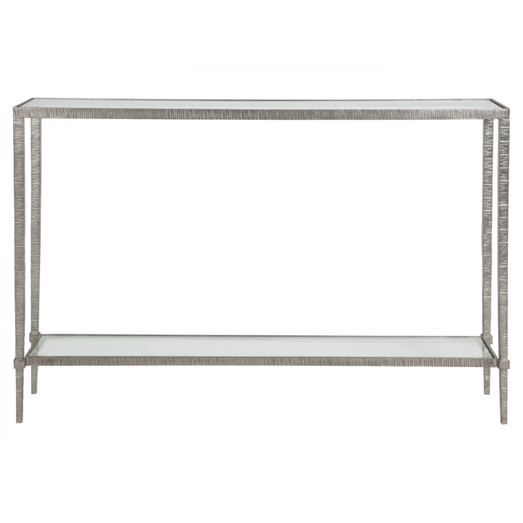Claret Silver Leaf 54" Rectangular Console Table with Glass Shelf