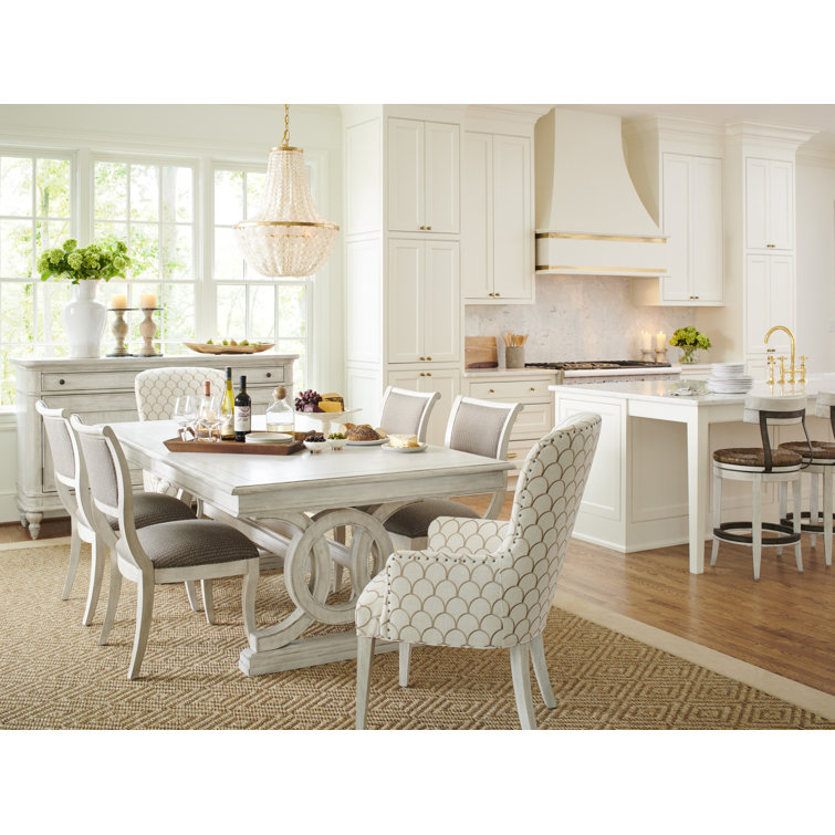 Baxter 24'' White Contemporary Upholstered Arm Chair with Wood Accents