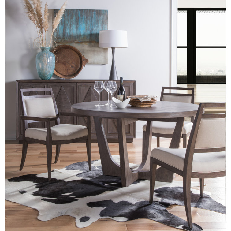 Antico Dark Brown Linen Upholstered Side Chair with Wood Frame