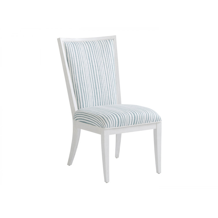 White and Blue Mahogany Upholstered Side Chair