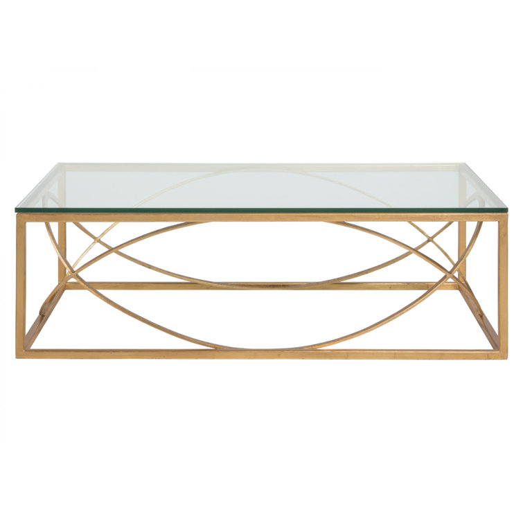 Gold Rectangular Glass Top Cocktail Table