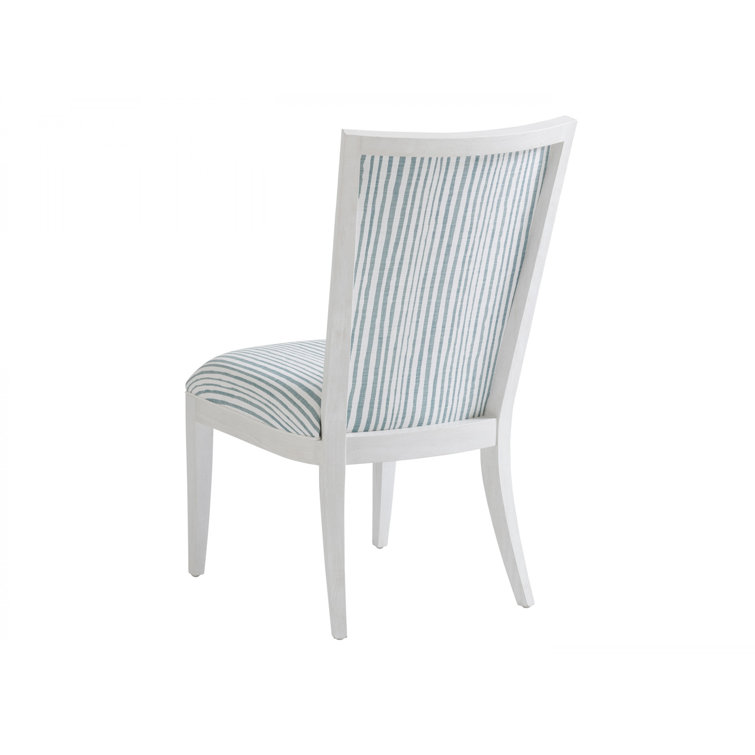 White and Blue Mahogany Upholstered Side Chair
