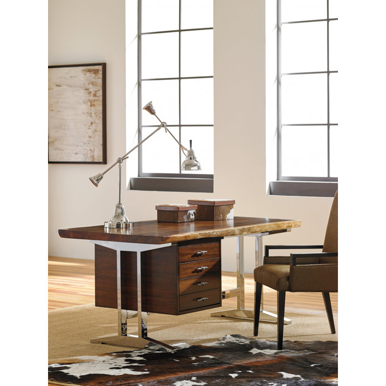 La Costa 68'' Transitional Brown Wood Home Office Desk with Drawers