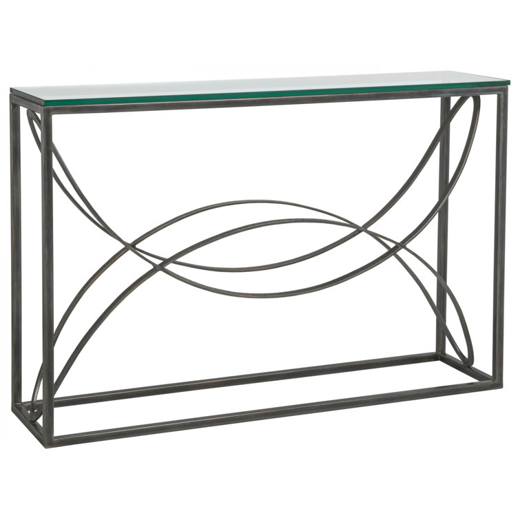 Black Metal and Glass Rectangular Console Table