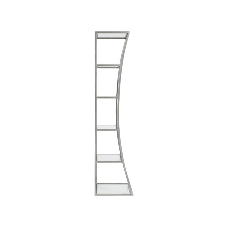 Slim Silver Iron and Glass 5-Shelf Etagere