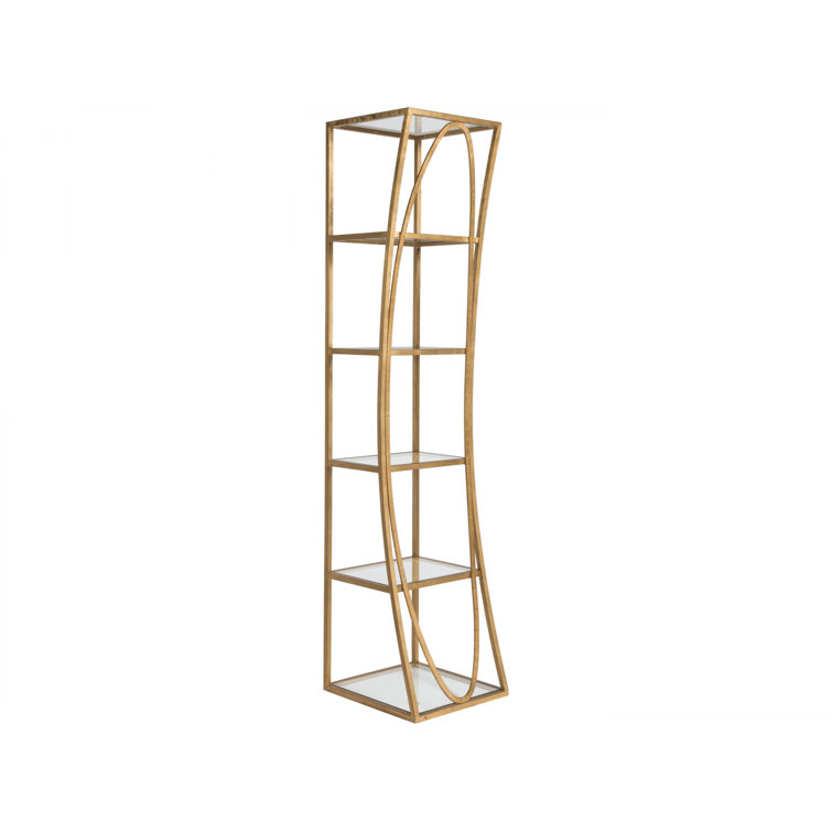 Ellipse Gold Leaf Slim Etagere with 5 Shelves