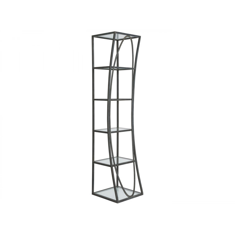St. Laurent Black Metal Elliptical Slim Etagere, 80" Tall