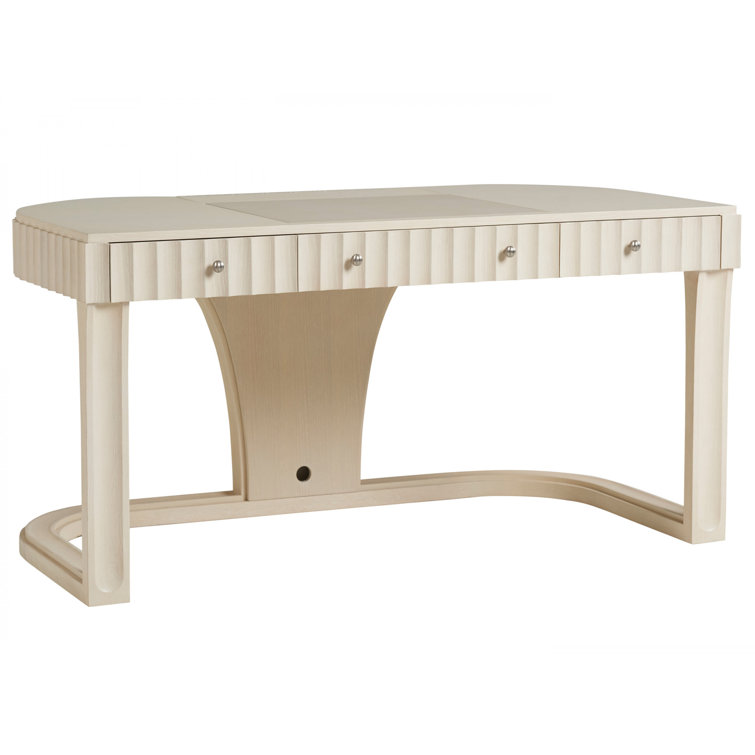 Transitional White Home Office Desk with Power and USB Outlets