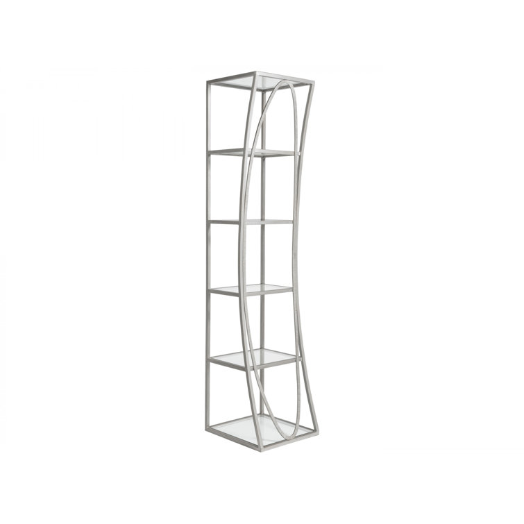 Slim Silver Iron and Glass 5-Shelf Etagere