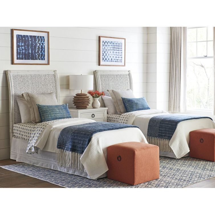 Caribbean Sands Shell White Wicker Twin Headboard
