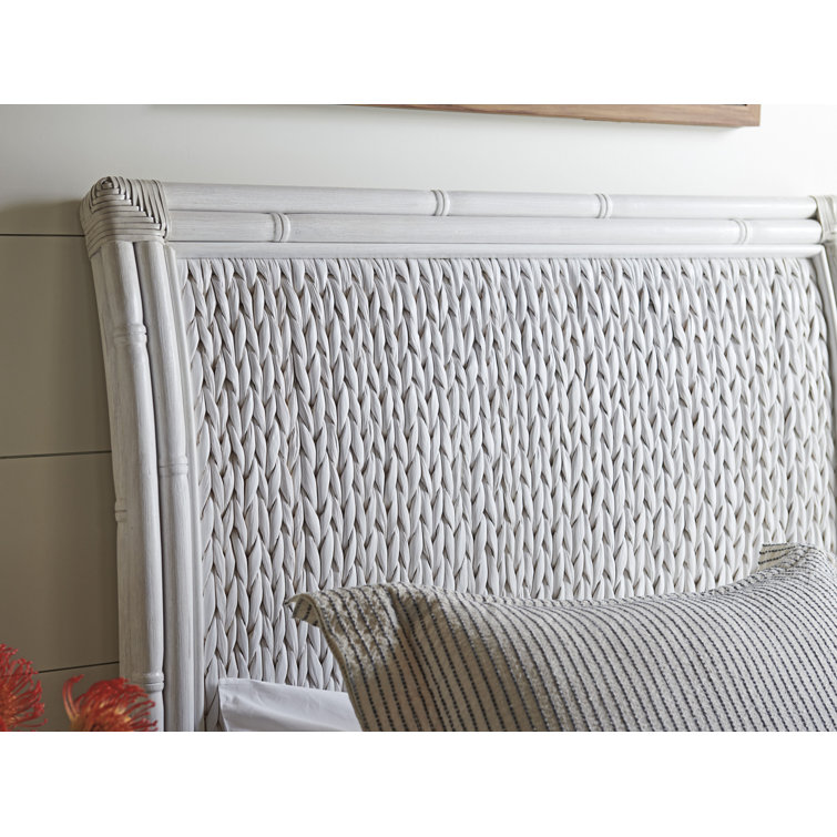 Caribbean Sands Shell White Wicker Twin Headboard