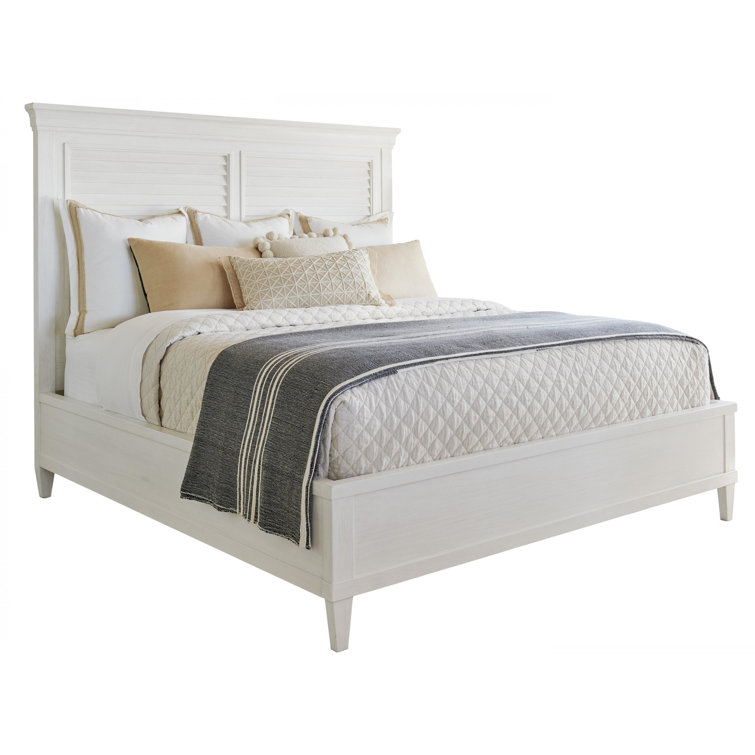 California King White Wood Louvered Headboard
