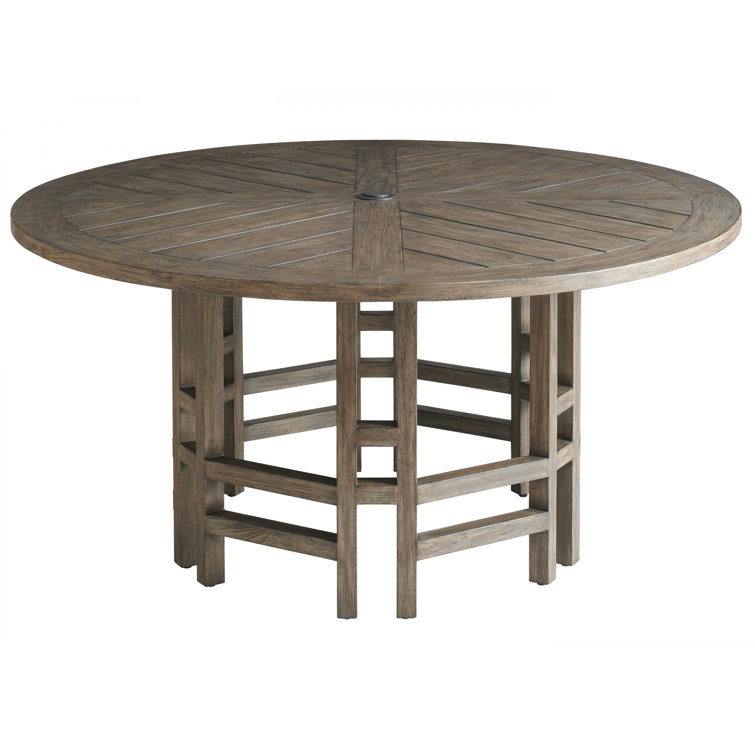 La Jolla 60'' Brown Transitional Round Teak Dining Table