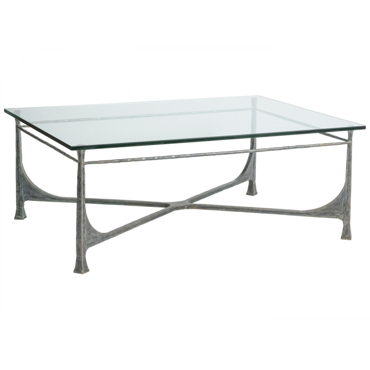 Bruno Rectangular Glass and Metal Coffee Table