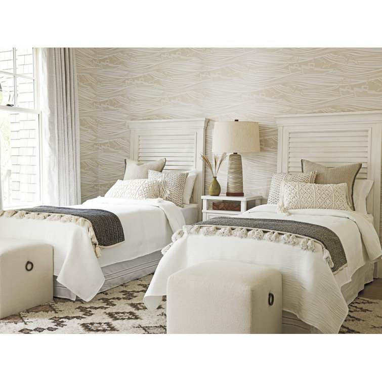 California King White Wood Louvered Headboard