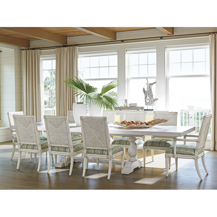 Captiva Shell White Extendable Rectangular Dining Table with Marble Accent