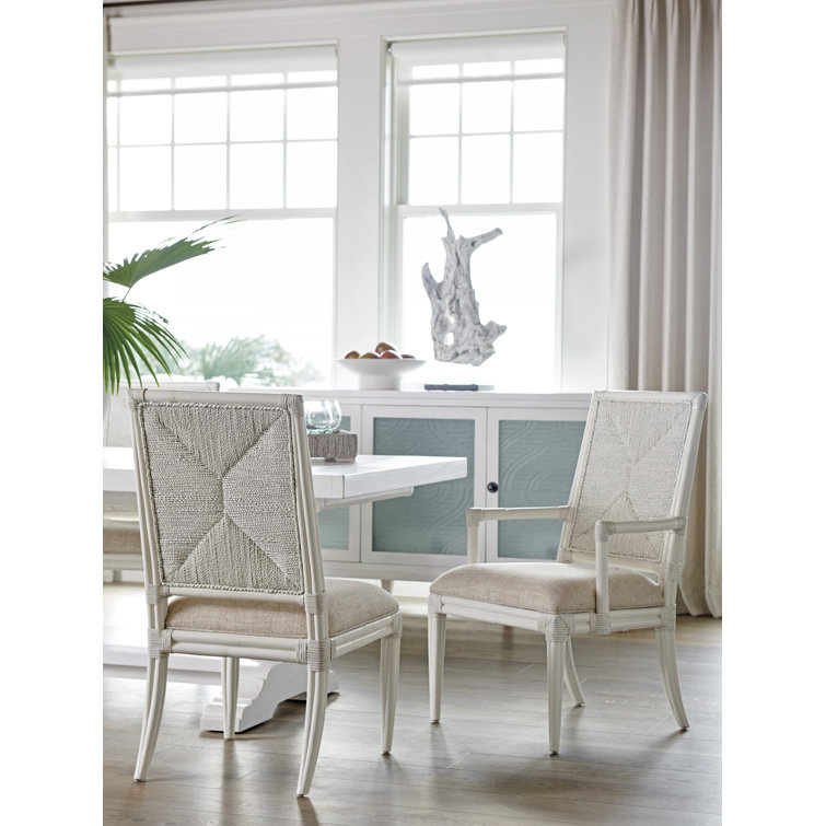 Sandy White Rattan Transitional Side Chair 21"W