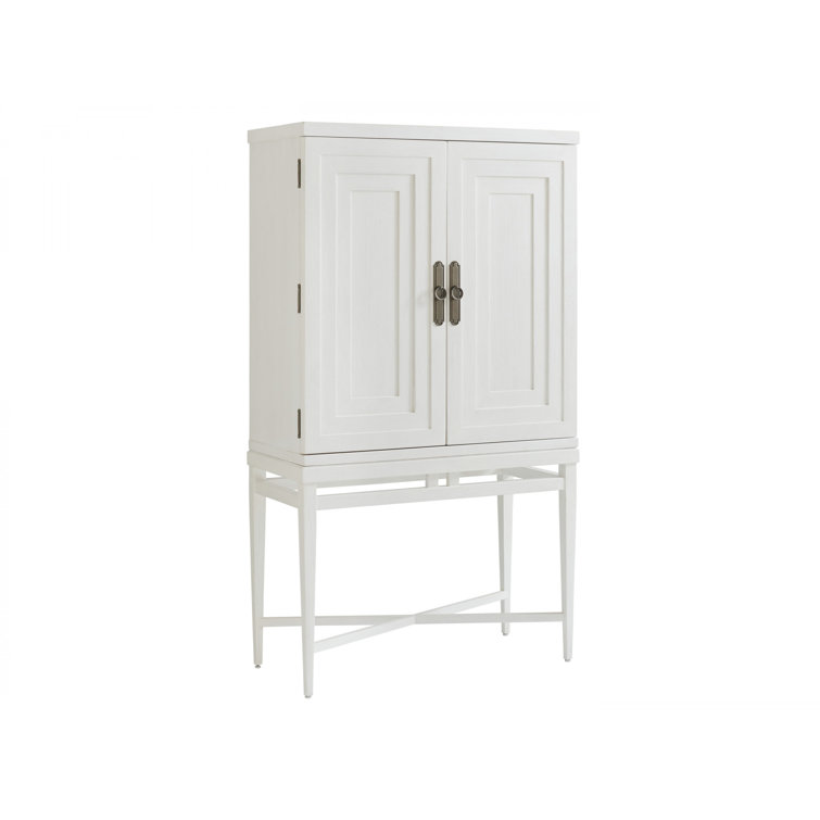 Transitional Jensen Beach Bar in Shell White with Mahogany