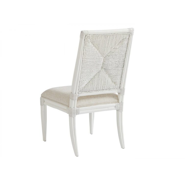 Sandy White Rattan Transitional Side Chair 21"W