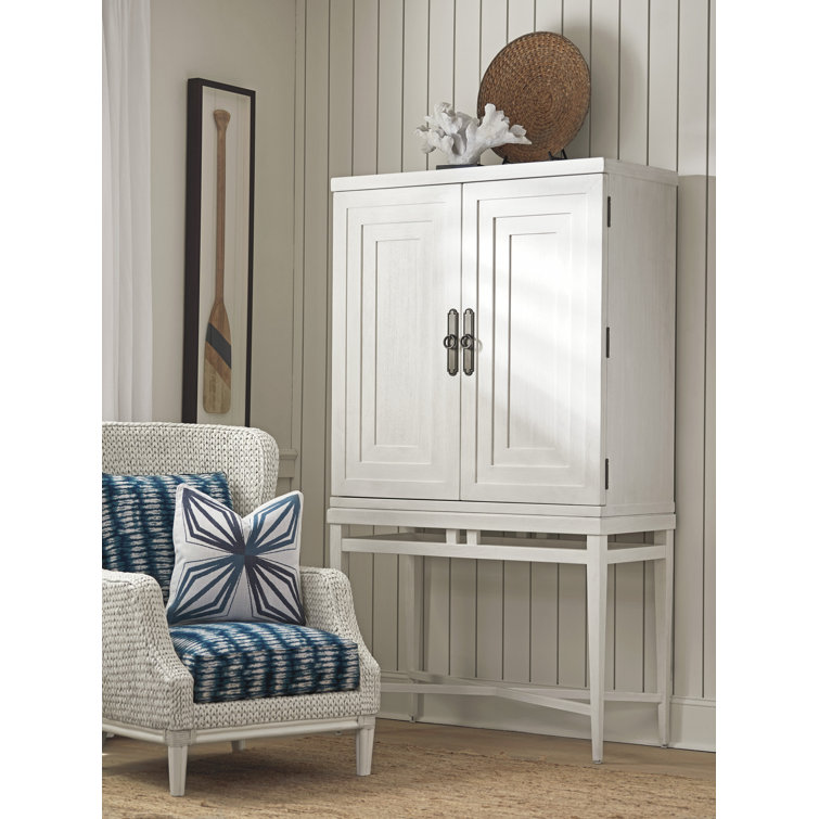 Transitional Jensen Beach Bar in Shell White with Mahogany