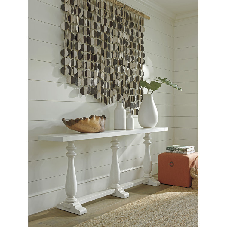 Shell White Rectangular Mahogany Console Table