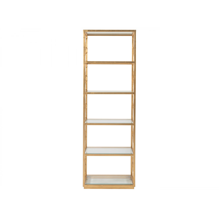 Gold Leaf Transitional Iron Etagere with Glass Shelves